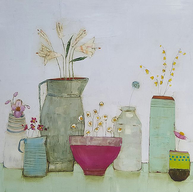 Eithne  Roberts - Lily jug and large pink bowl